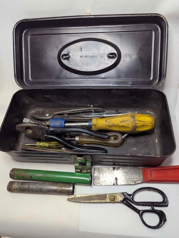 Vintage Liberty Steel Chest Corp Metal Toolbox with Tools - photo 2