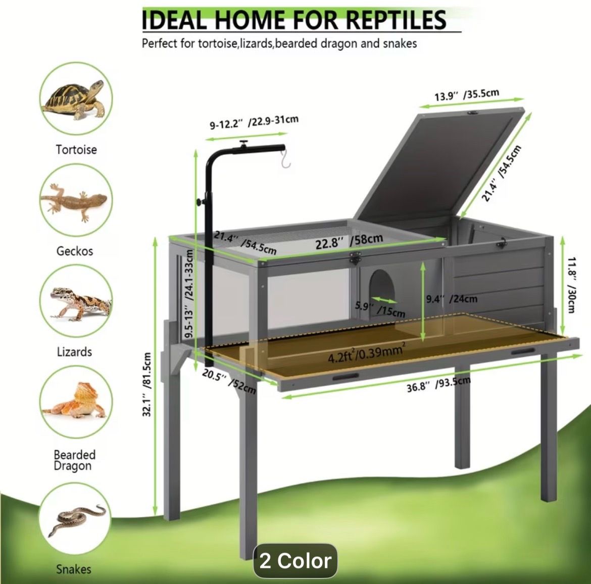 Reptile Terrarium Enclosure with Lamp Support Bracket - photo 2