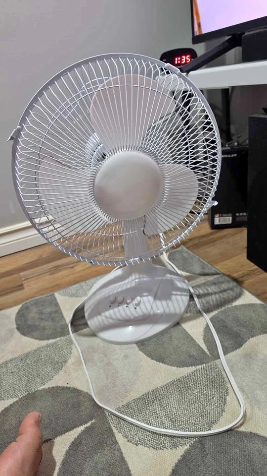 White Oscillating Desk Fan