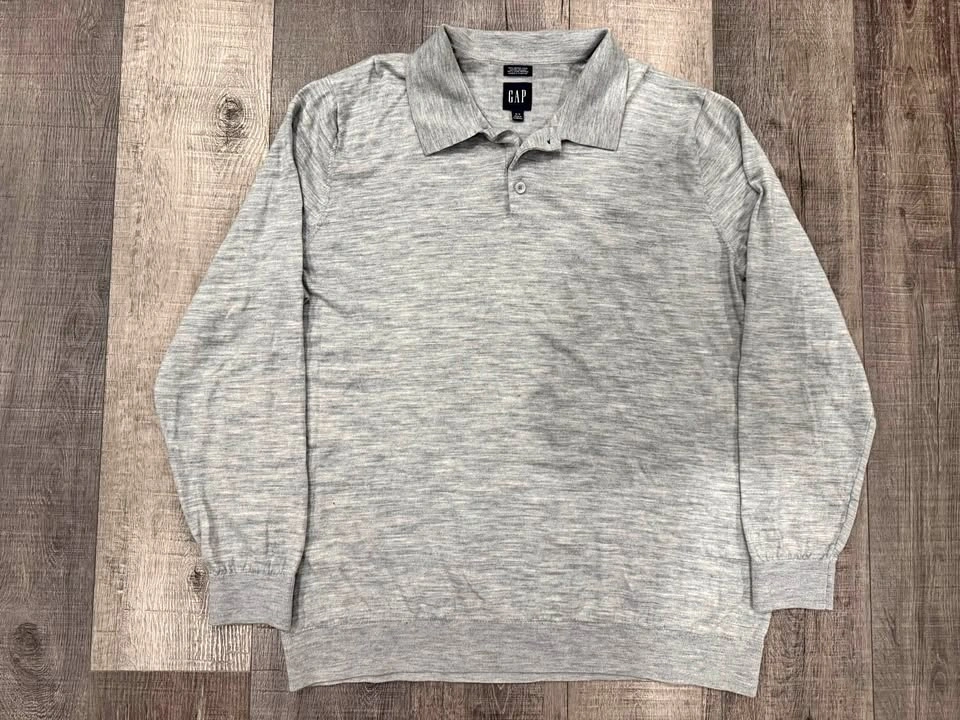 Men’s GAP 100% Merino Wool Polo Sweater XL GREY