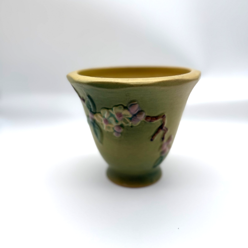 Vintage 1948 Roseville Pottery Apple Blossom Green Planter - photo 2