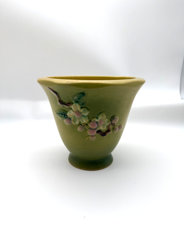 Vintage 1948 Roseville Pottery Apple Blossom Green Planter - photo 4