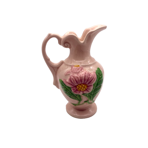 VTG 1940s Hull Art Pottery Magnolia Ewer Pitcher Pink Glossy Gla