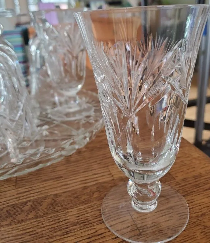 8 Cut Glass Cocktail Glasses with Platter thumbnail