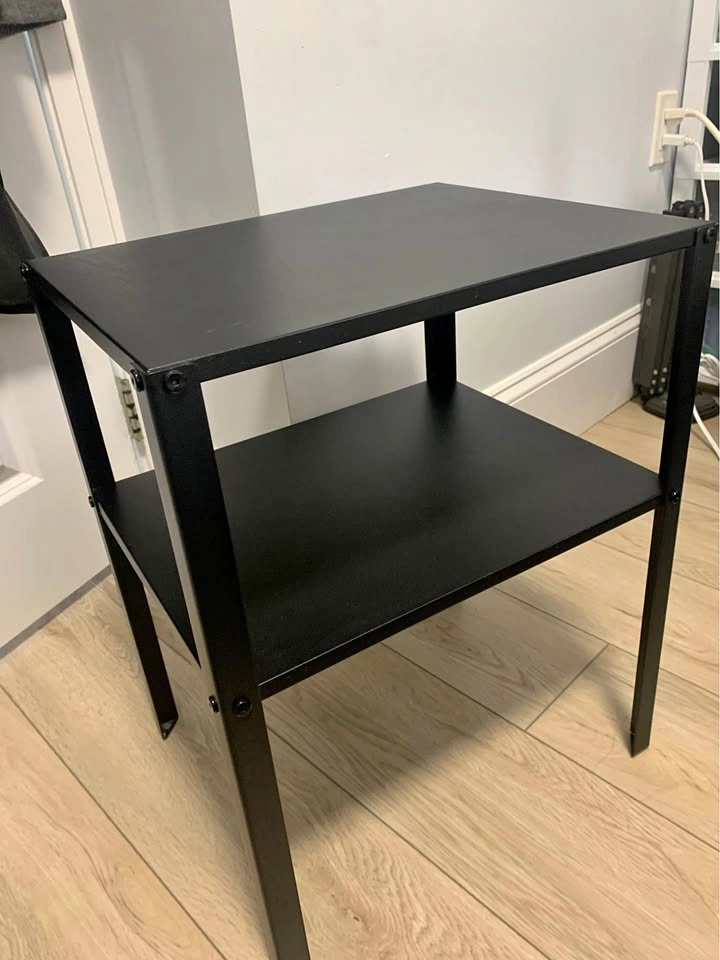 Black Metal 2-Tier Side Table/Nightstand
