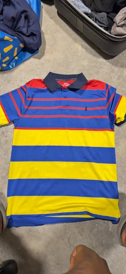 Polo Striped Blue Yellow Red Polo Shirt