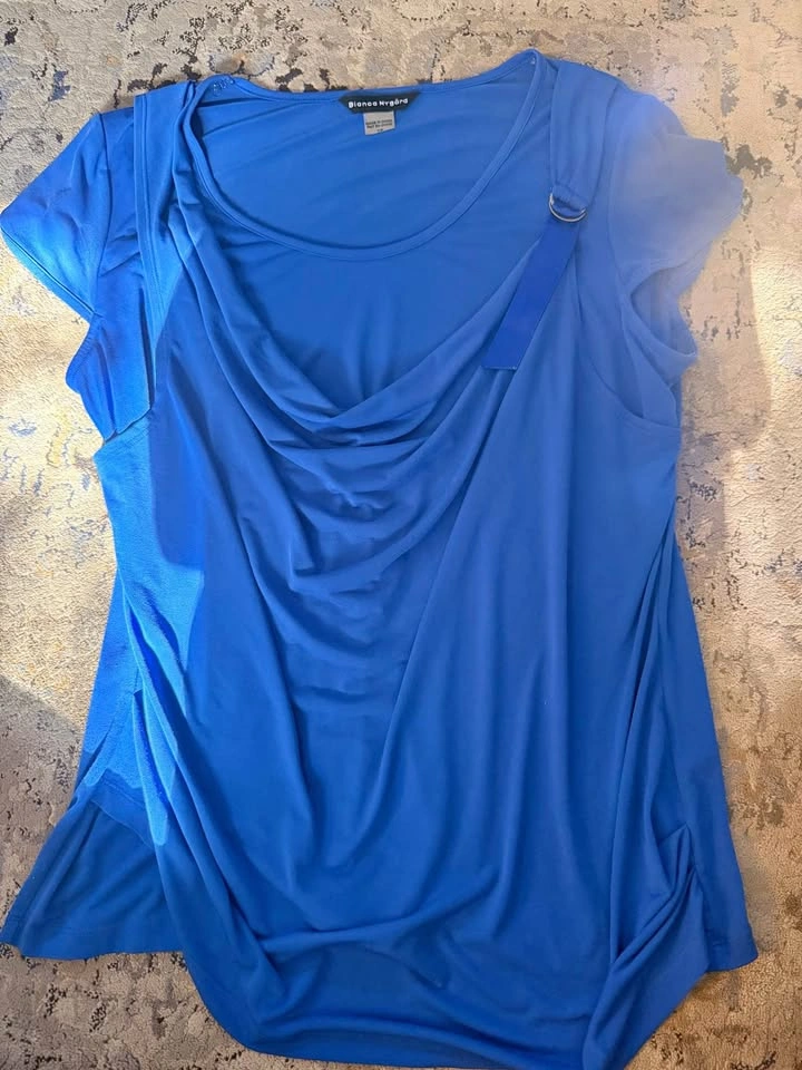 Bianca Nygård Blue Cowl Neck Top