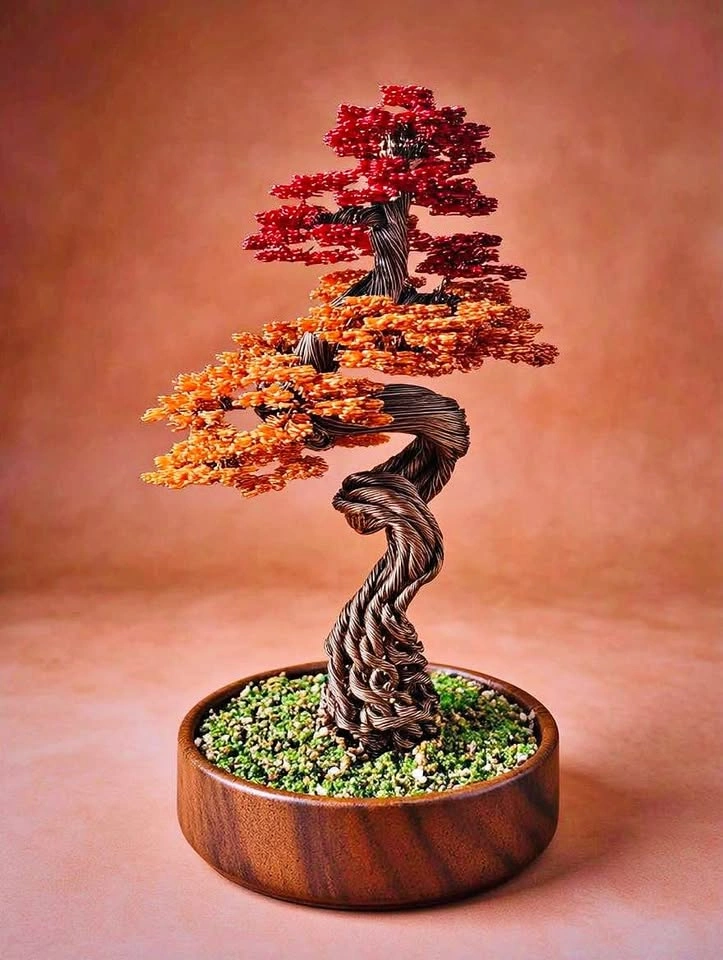 Autumn aluminum bonsai tree (HANDMADE)