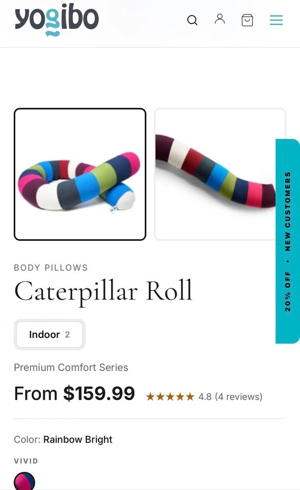 Rainbow Bright Yogibo Caterpillar Pillow - photo 2