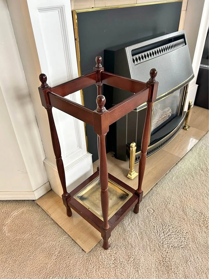 Wood and metal umbrella stand - photo 2