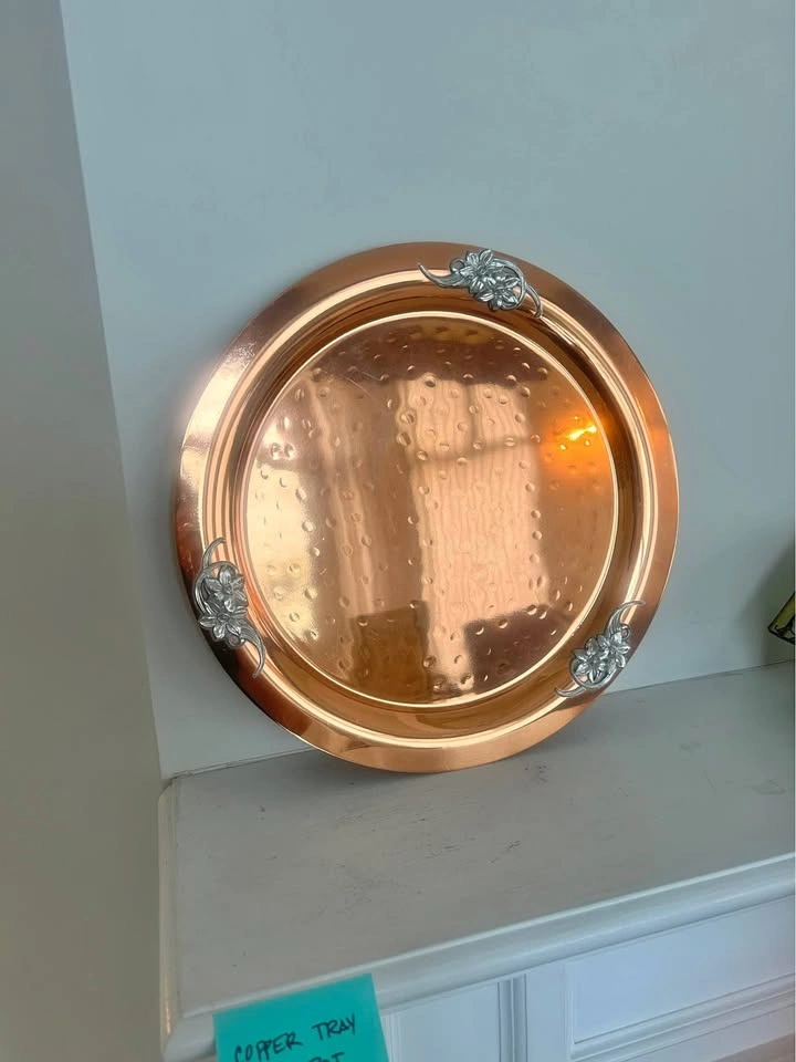 Copper tray and teapot