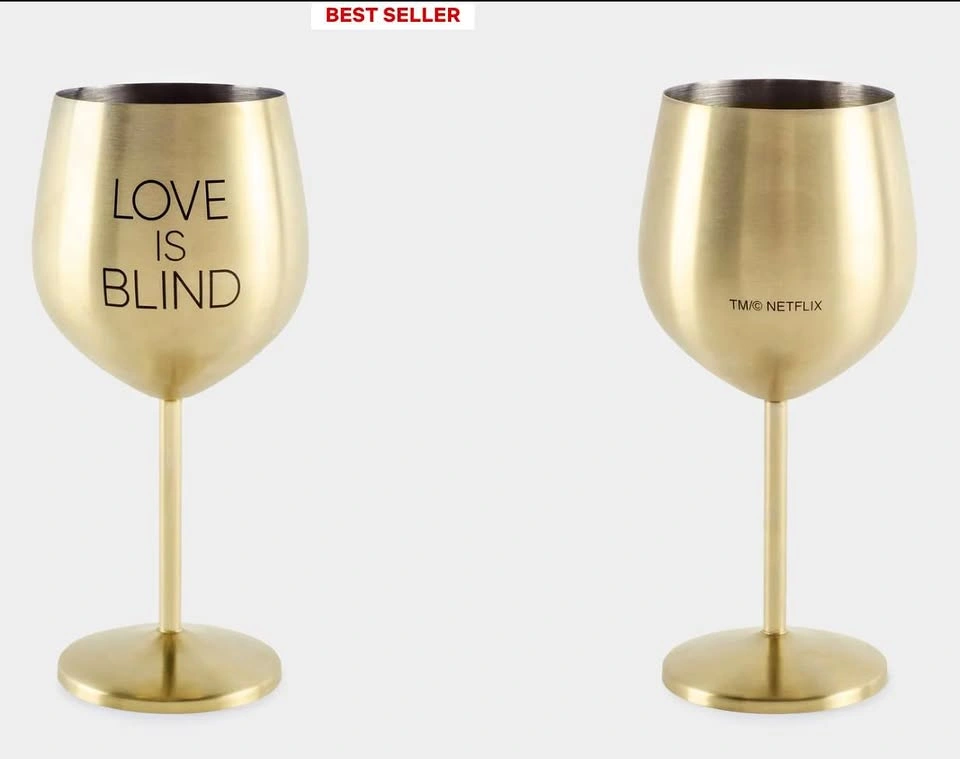 [Set of 2] Netflix Love Is Blind Gold Wine Goblet