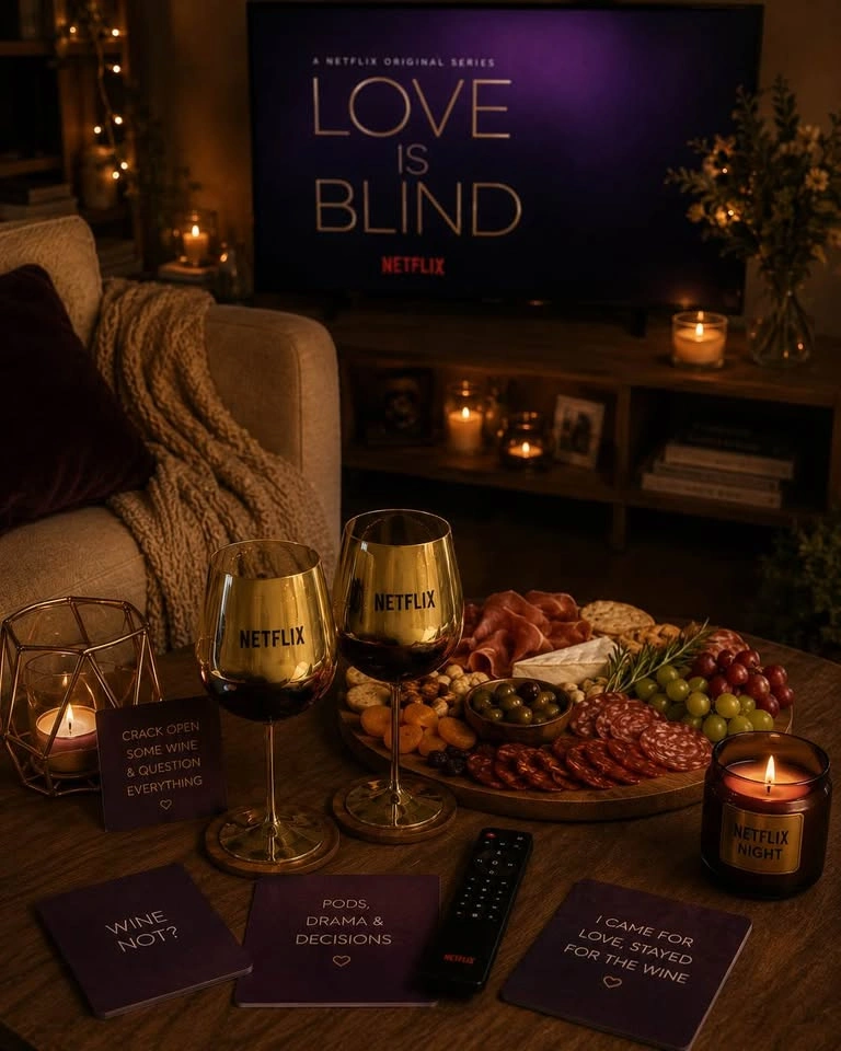 [Set of 2] Netflix Love Is Blind Gold Wine Goblet - photo 2
