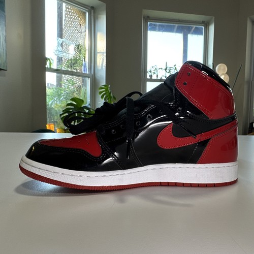 NEW Air Jordan 1 Banned ‘Patent Bred’ GS 7Y/Women 8.5 No Box - photo 2