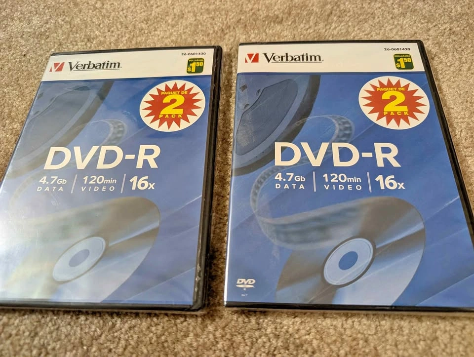 Verbatim DVD-R 4.7GB 16x 2-Pack, lot of 2