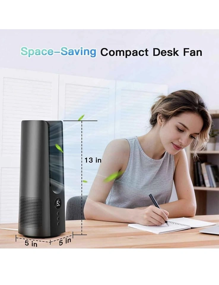 13 Inch Bladeless Desk Fan with 60° Oscillation