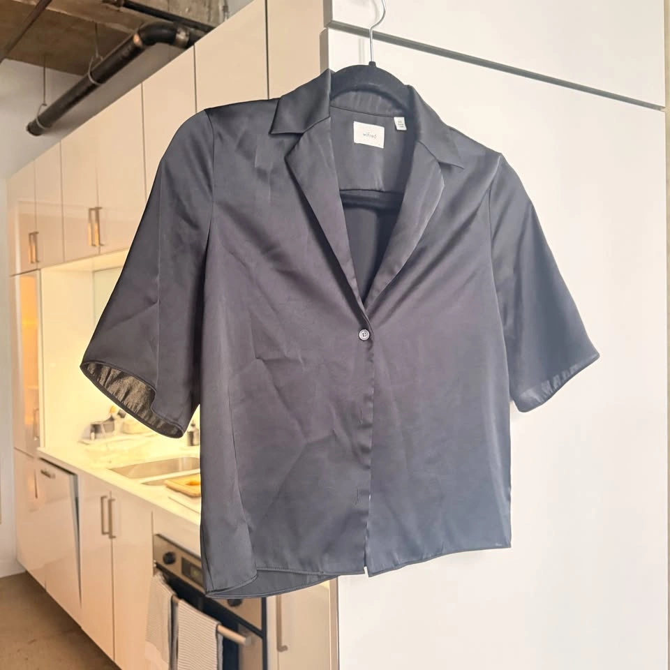 Wilfred Black Satin Camp Shirt – 2XS - photo 2