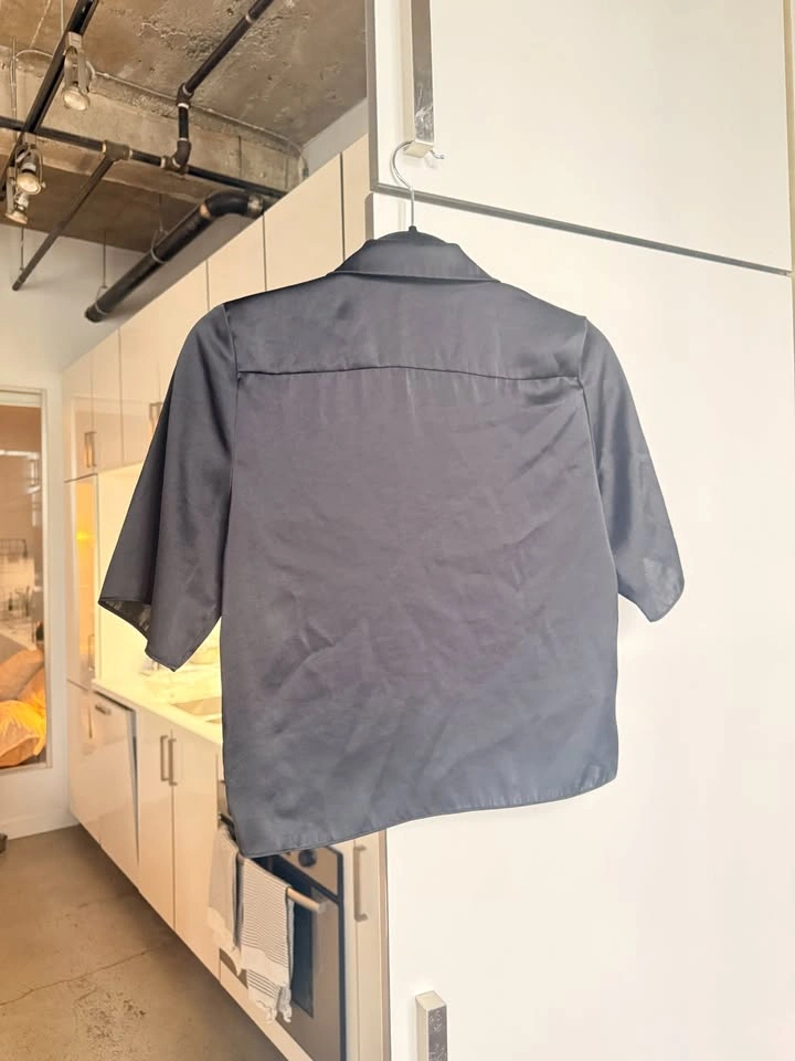Wilfred Black Satin Camp Shirt – 2XS - photo 5