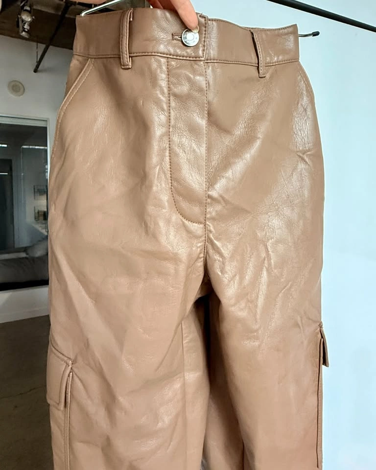 Wilfred Brown Vegan Leather Cargo Pants – Size 2 - photo 2