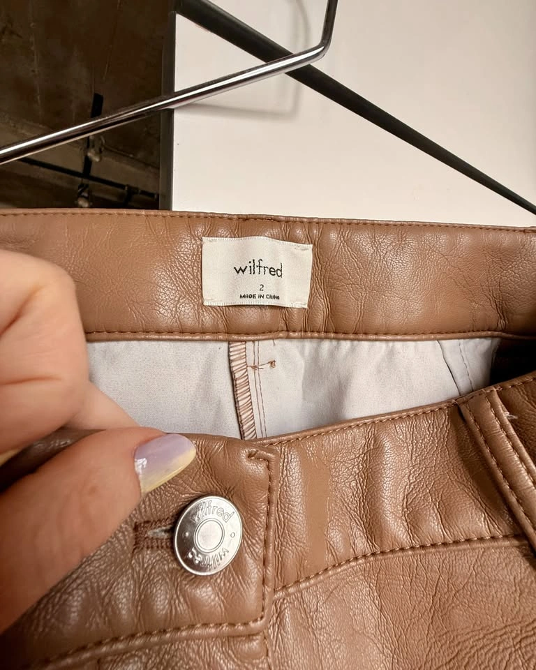 Wilfred Brown Vegan Leather Cargo Pants – Size 2 - photo 3