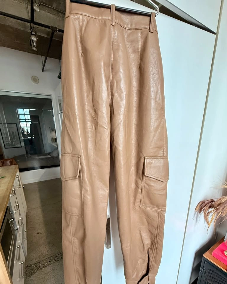 Wilfred Brown Vegan Leather Cargo Pants – Size 2 - photo 4