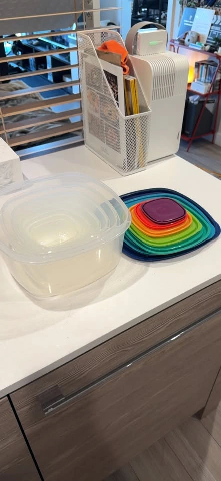 Nesting Clear Food Storage Containers with Colorful Lids Set of - photo 2