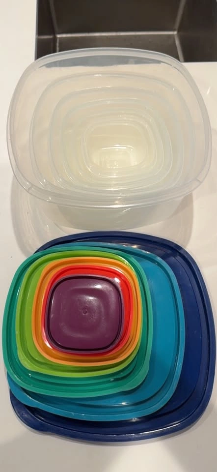 Nesting Clear Food Storage Containers with Colorful Lids Set of - photo 3