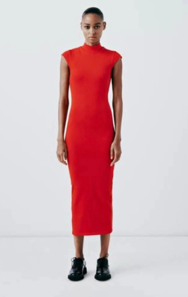 Zara Rib mock neck Midi dress
