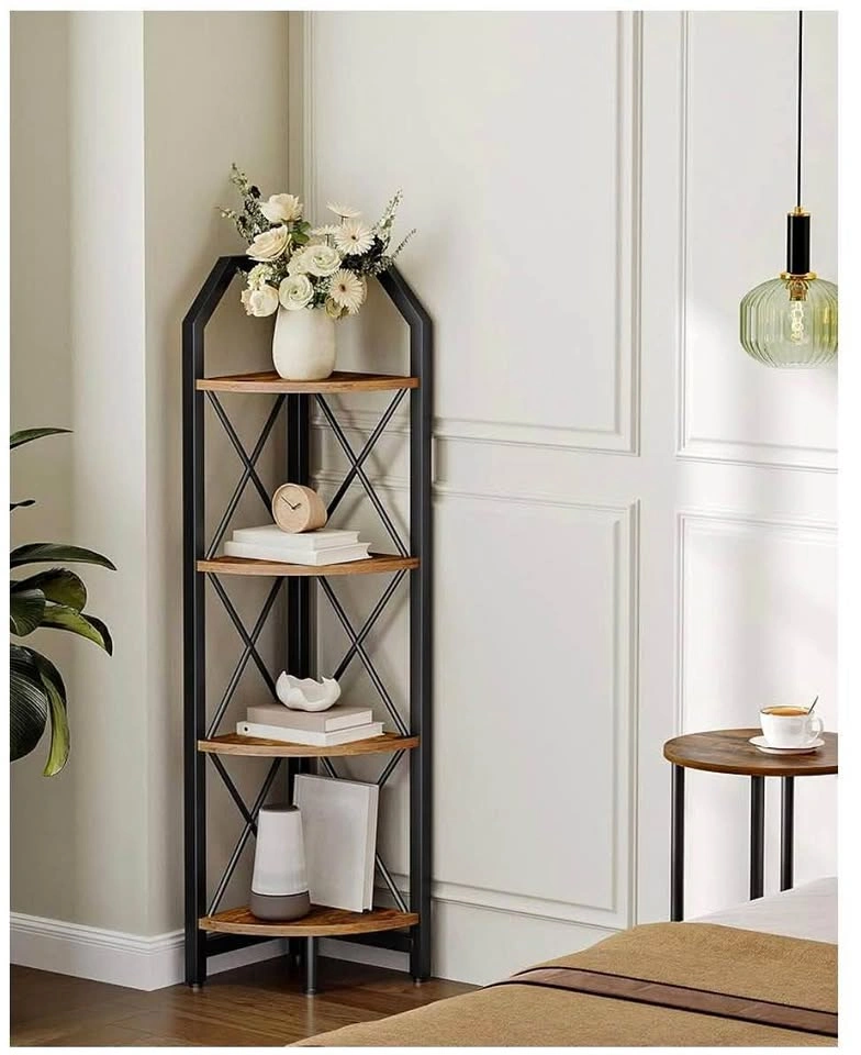 47.6" 4-Tier Industrial Corner Shelf & Bookshelf
