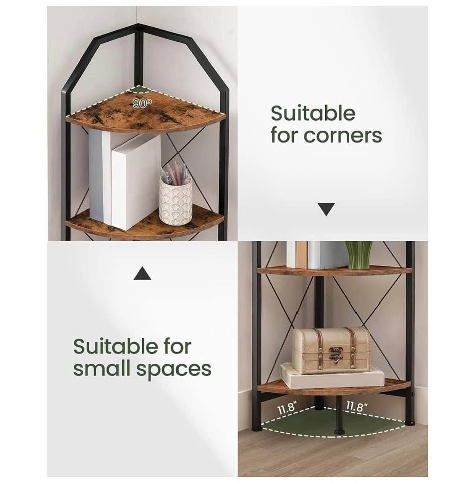 47.6" 4-Tier Industrial Corner Shelf & Bookshelf - photo 4