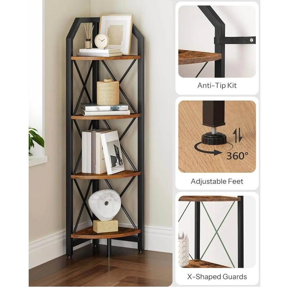 47.6" 4-Tier Industrial Corner Shelf & Bookshelf - photo 5