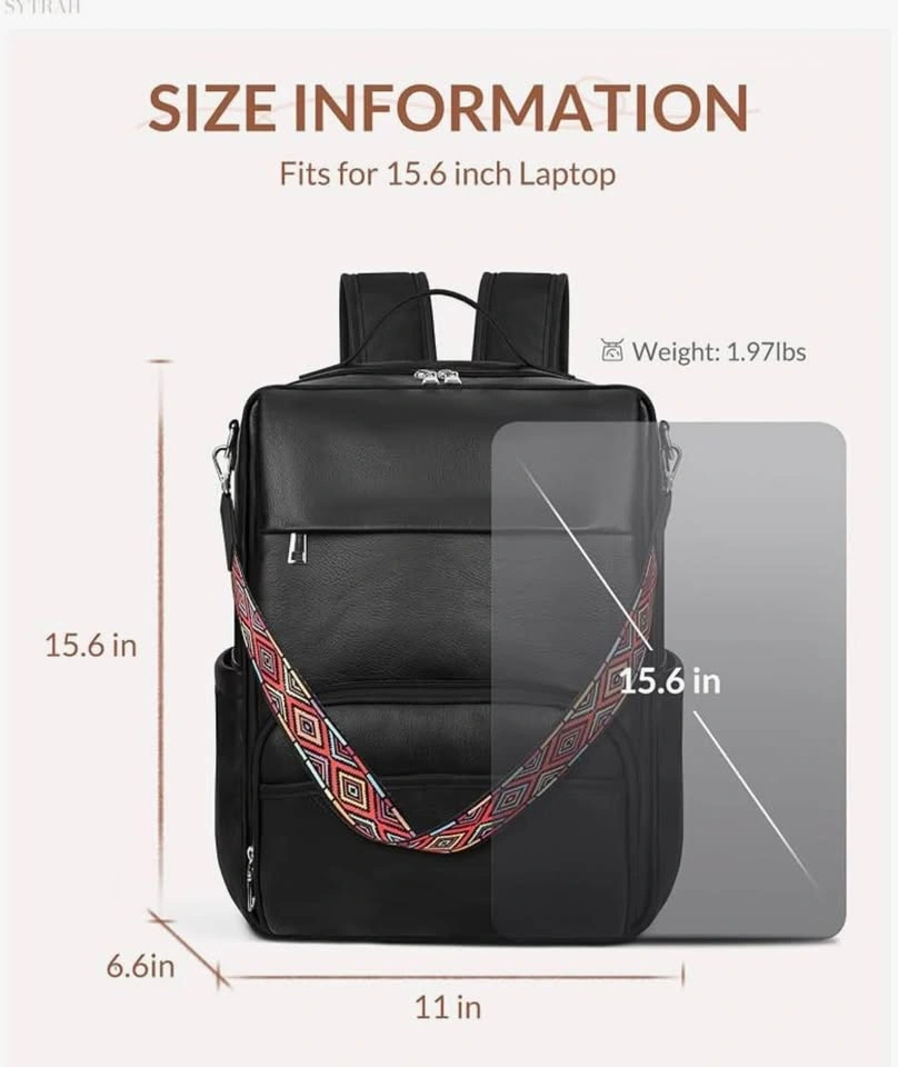 SYTRAH Leather Laptop Backpack for Women (15.6 Inch) - photo 4