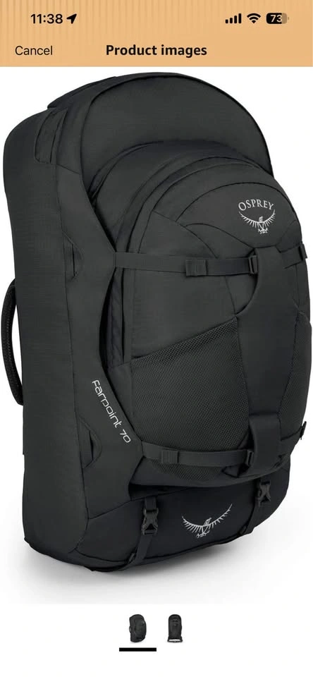 Osprey Farpoint 70L Men's Travel Backpack, Volcanic Grey - photo 5