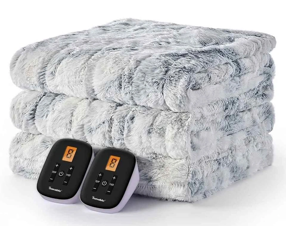 Sunable Faux Fur Heated Electric Blanket King Size