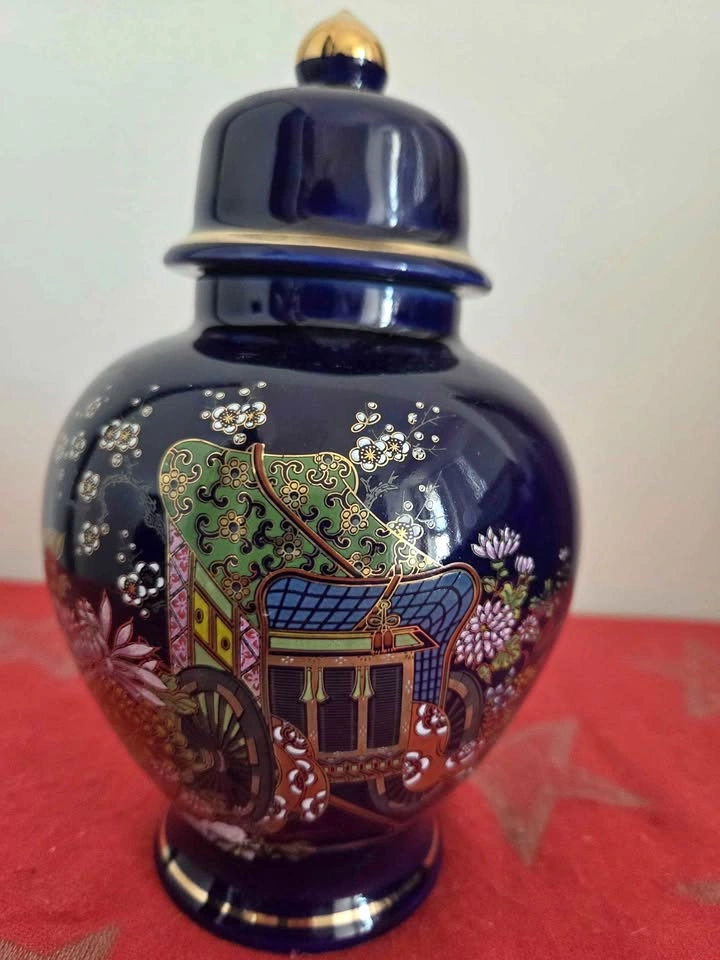 Vintage Japanese Cobalt Blue Porcelain Jar