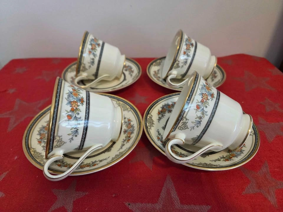 Minton Stanwood Tea Cup Saucer Sets Bone China, Set of 4 - photo 2