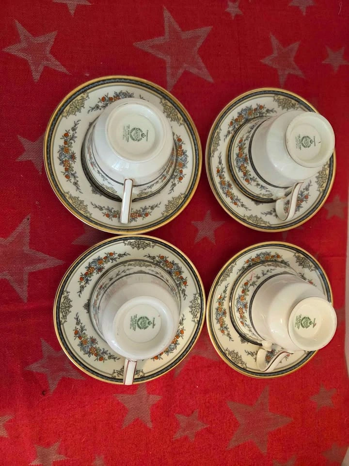 Minton Stanwood Tea Cup Saucer Sets Bone China, Set of 4 - photo 3