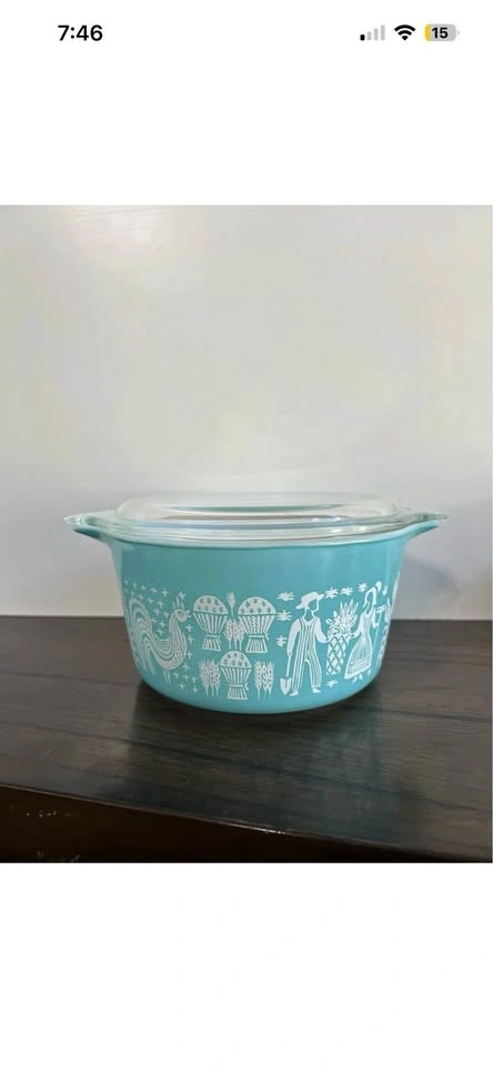 Vintage Pyrex Butterprint 473 Blue Dish 1qt Amish Design