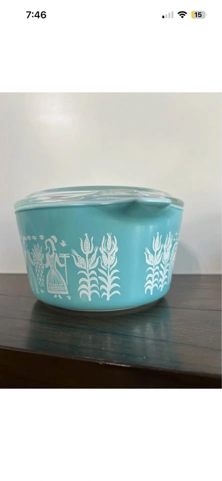 Vintage Pyrex Butterprint 473 Blue Dish 1qt Amish Design - photo 4