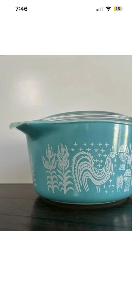 Vintage Pyrex Butterprint 473 Blue Dish 1qt Amish Design - photo 5