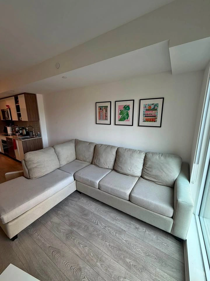 Beige ASHLEY Sectional Sofa with Left-Facing Chaise