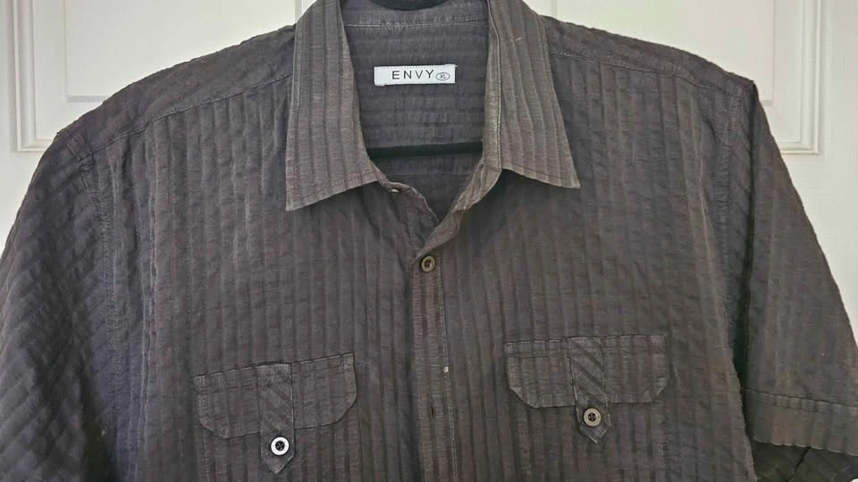 ENVY Men's XL Black Textured Seersucker Short Sleeve Shirt - photo 2