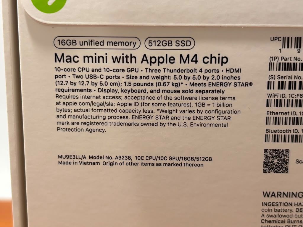APPLE MAC MINI M4 CHIP 16GB RAM 512GB -New Sealed - photo 5
