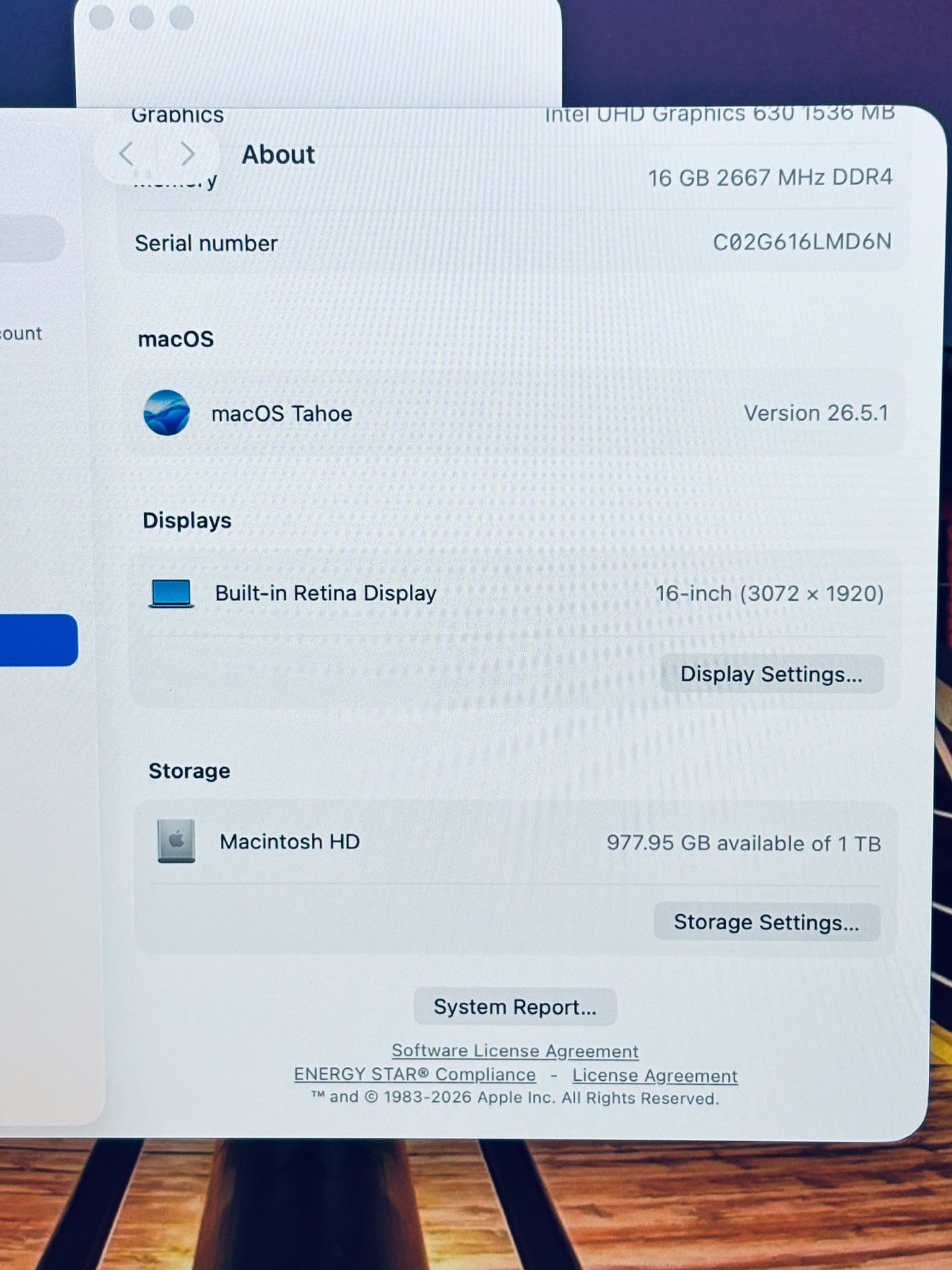 Apple MacBook Pro 16” 2019 i9 16GB RAM 1TB Radeon Pro 5500M - photo 2