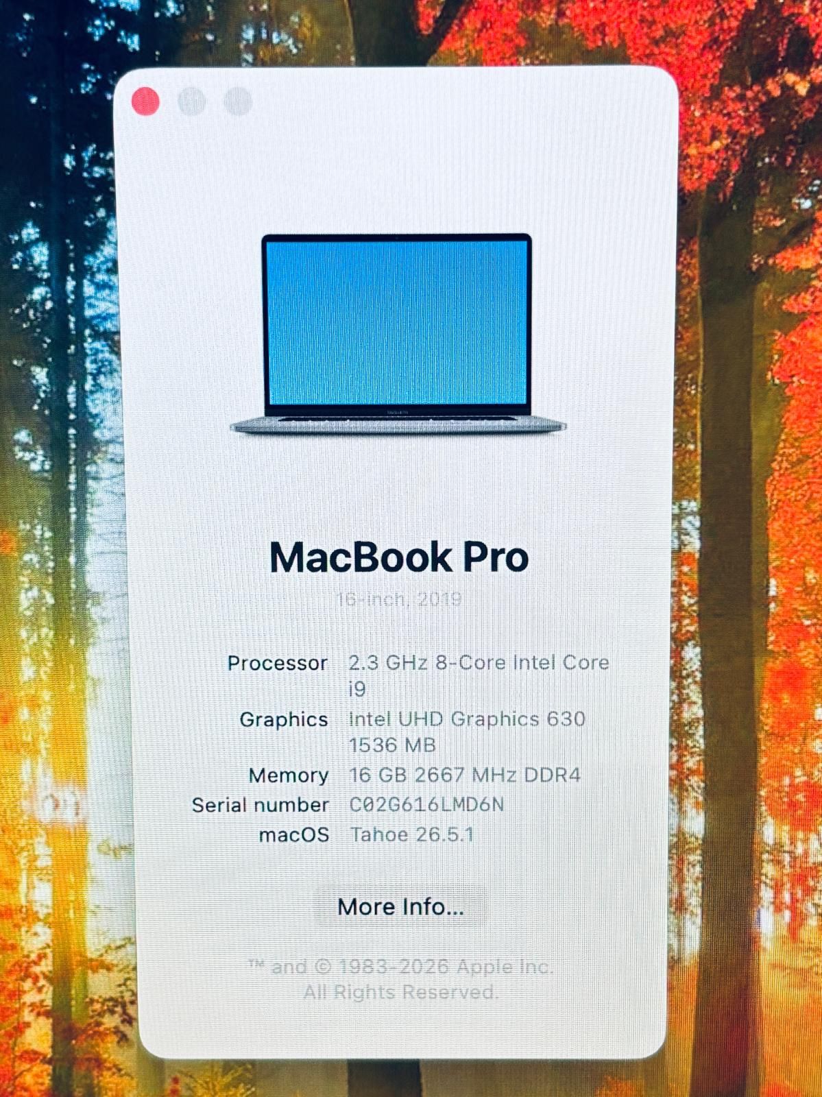 MacBook Pro 16” 2019 i9 16GB RAM 1TB SSD Radeon Pro 5500M - photo 2