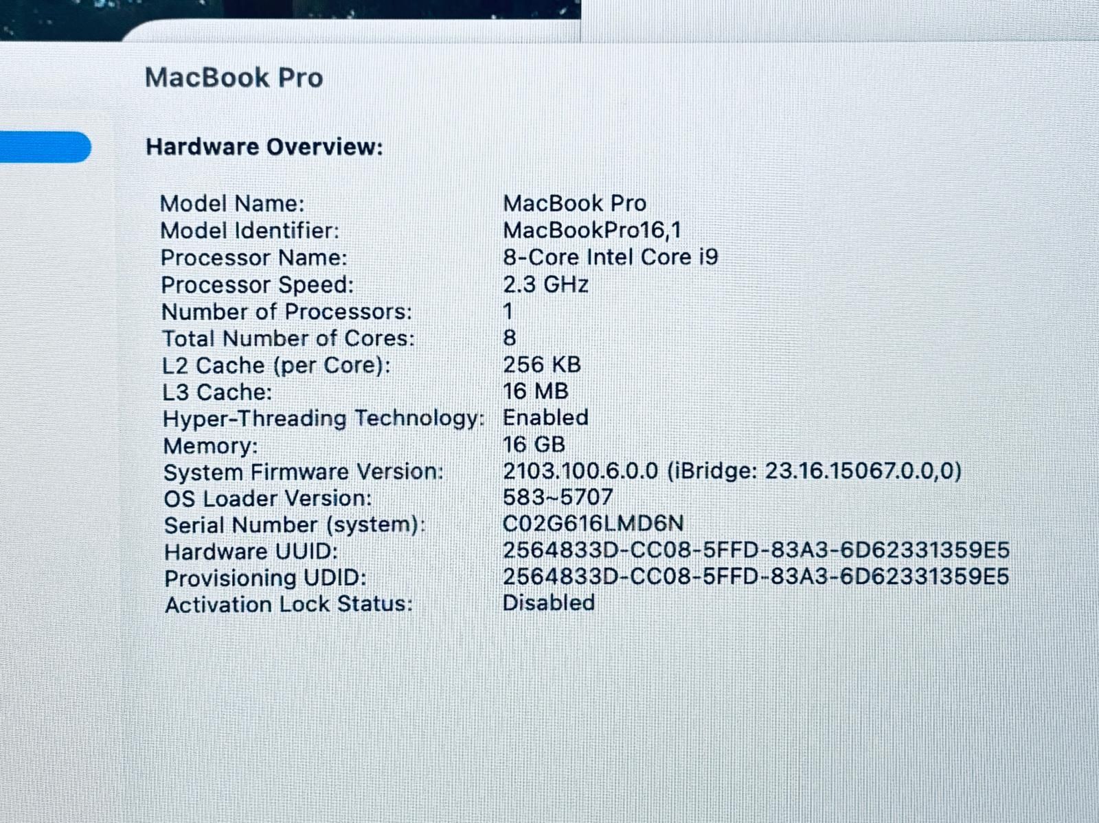 MacBook Pro 16” 2019 i9 16GB RAM 1TB SSD Radeon Pro 5500M - photo 3