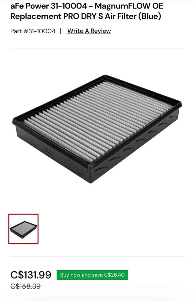 aFe Power Pro Dry S Air Filter – 31-10004