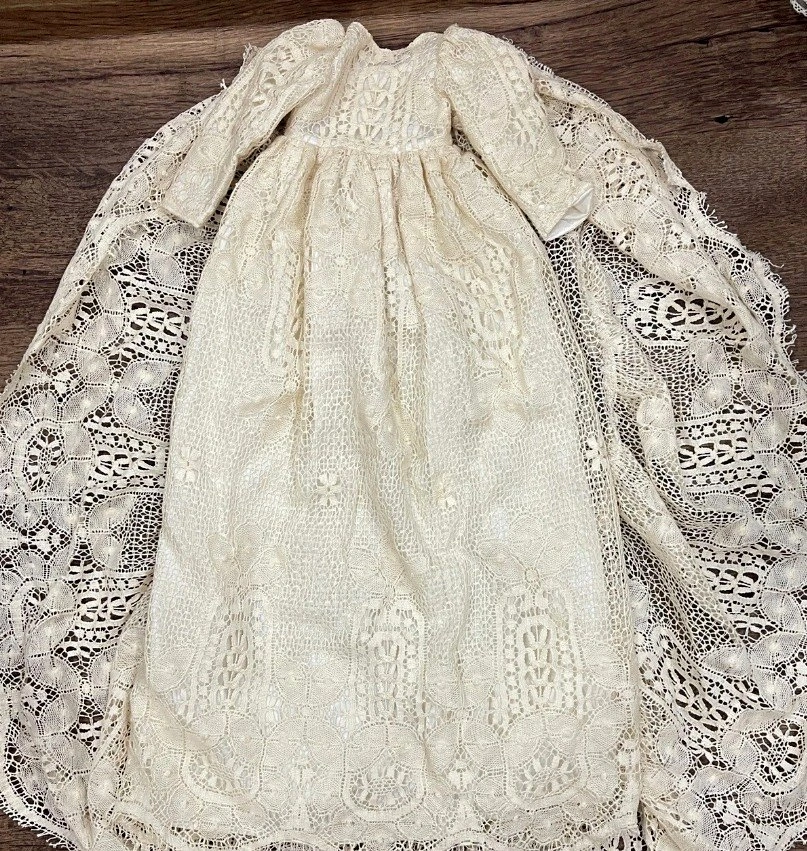 HANDMADE Royal Victorian doll dress, flowy cape with lace dress