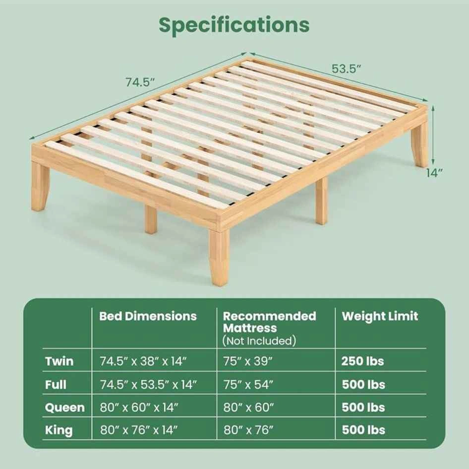 Full Size Wooden Platform Bed Frame - photo 4