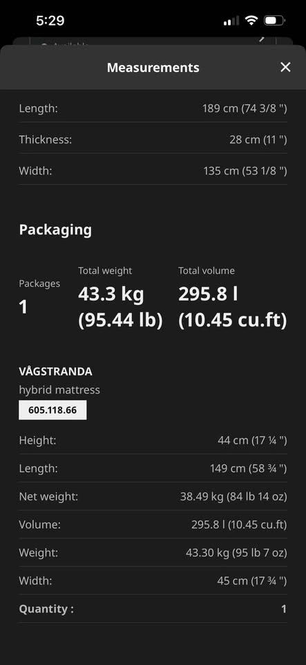 IKEA VÅGSTRANDA Double/Full Hybrid Mattress plus wooden frame - photo 5